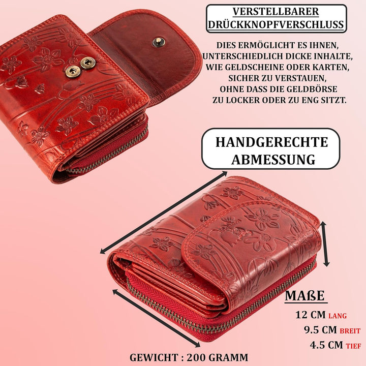 MATADOR |SARAGOSSA| RFID Blocker Leder Portemonnaie Damen| Geldbeutel Portmonee Damen mit Geschenk B