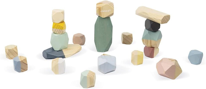 Janod - Bausteine aus Holz - Kollektion Sweet Cocoon - Baby- und Kleinkindspielzeug Farbe auf Wasser