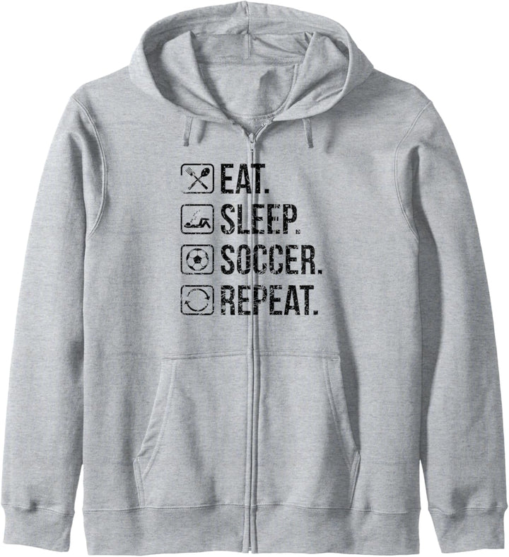 Eat Sleep Soccer Repeat Distressed Kapuzenjacke