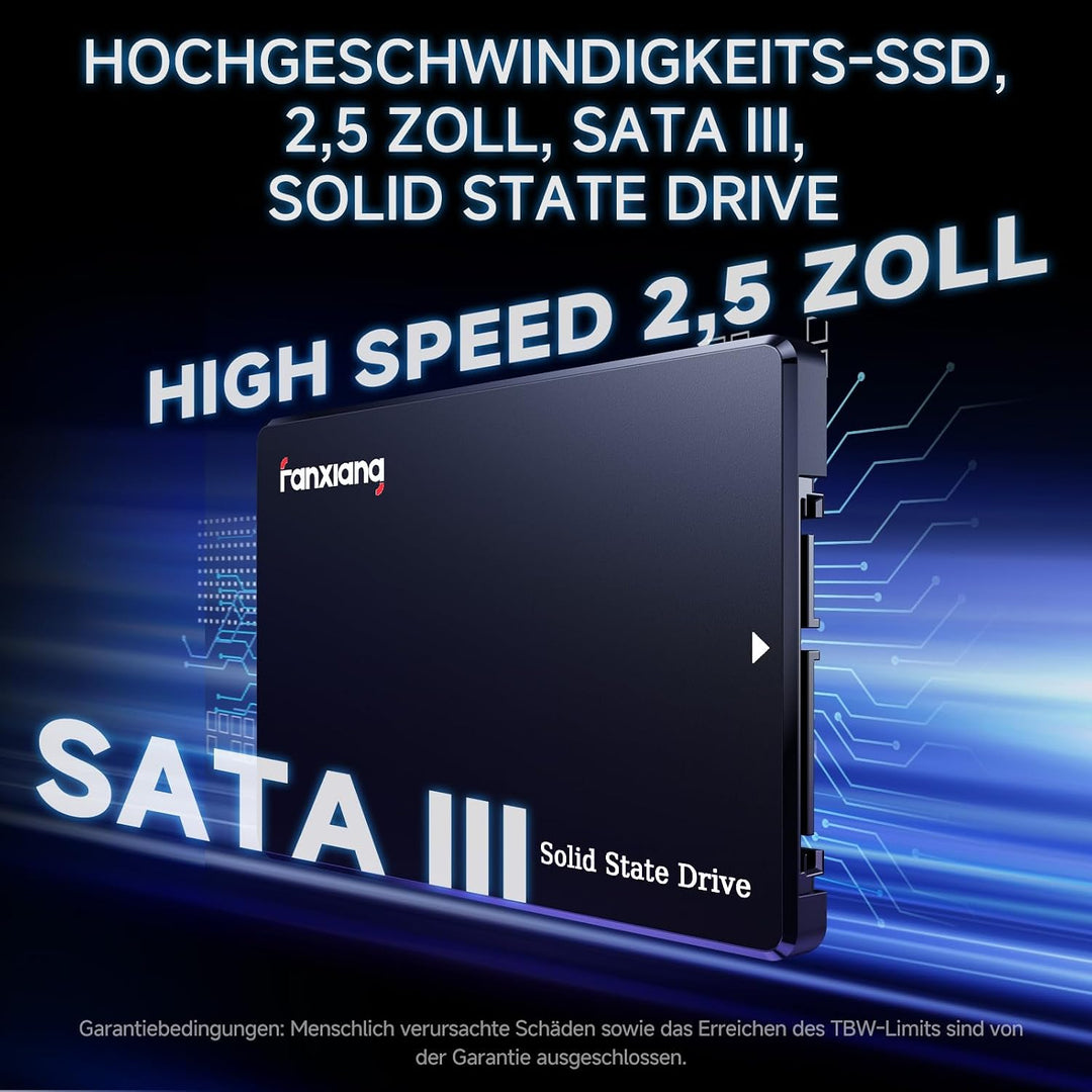 fanxiang SATA SSD 2TB 2,5 Zoll Interne SSD 550 MB/s Lesen, 500 MB/s Schreiben, Festplatte für schnel