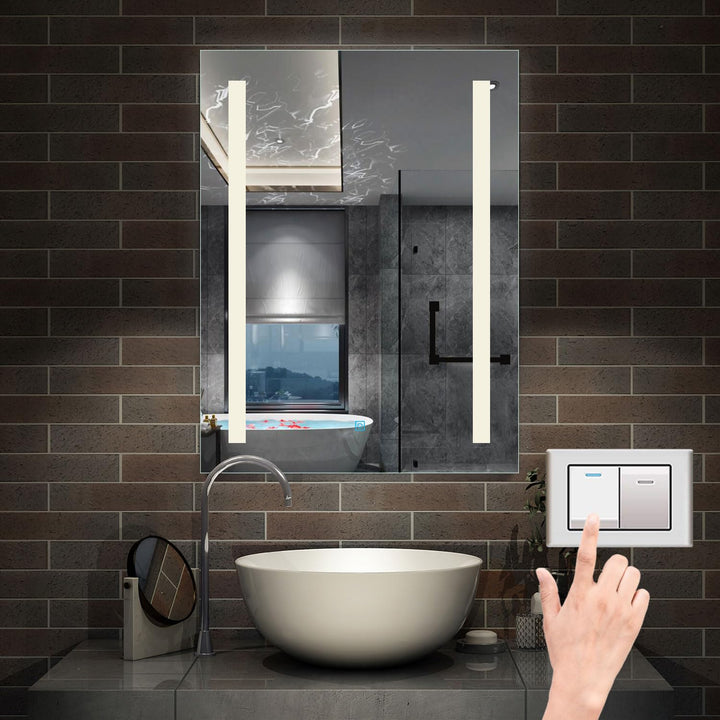 Aica Sanitär Badezimmerspiegel 50×70cm 3 Lichfarbe dimmbar Memory Wand/Touchschalter Beschlagfrei Ba