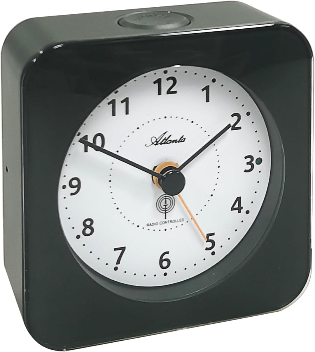 Funkwecker Reisewecker Radio Controlled Analog Licht Snooze Crescendo Zahlen - 1846/4 (Anthrazit), A