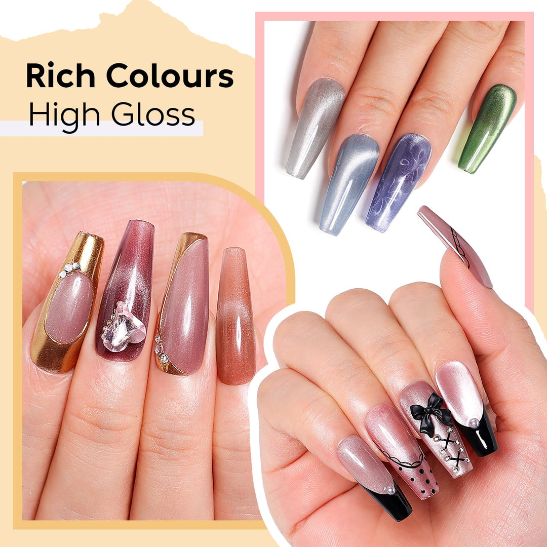 Nicedeco Cat-Eye-Gel-Nagellack-Set, Magnetischer Gel-Nagellack UV/LED Auswaschbar, Nagelkunst Manikü