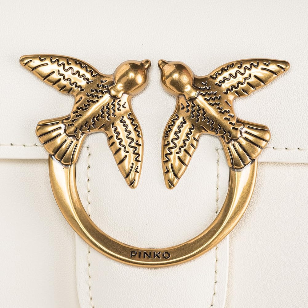 Pinko Damen Love ONE Wallet Liebe EINE GELDBÖRSE C Vitello, Z14Q_Bianco SETA-Antique Gold