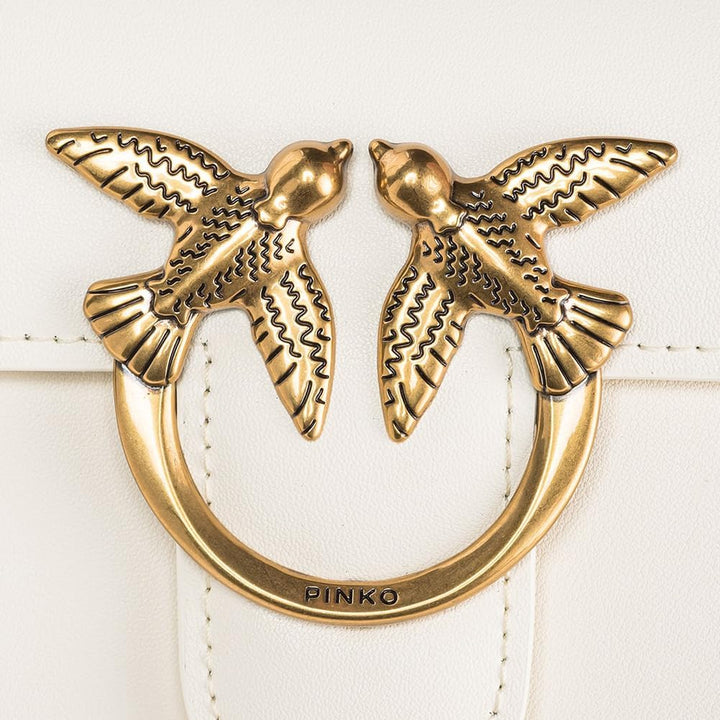 Pinko Damen Love ONE Wallet Liebe EINE GELDBÖRSE C Vitello, Z14Q_Bianco SETA-Antique Gold