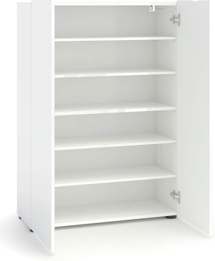 möbelando Schuhschrank Dielenkommode Flurschrank Schuhkommode Schrank Flurmöbel Glossy I 80x115 cm W