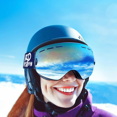 EXP VISION Snowboard Skibrille für Herren Damen Jugend, 100% UV400 Schutz Anti Beschlag über der Bri