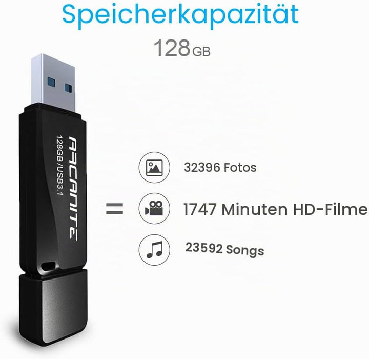 ARCANITE 128 GB USB 3.1 SuperSpeed USB-Stick, Lesegeschwindigkeit von bis zu 400 MB/s, 128 GB USB 3.