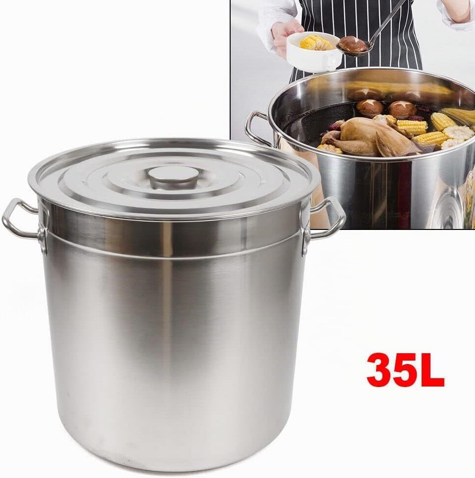 35 Liter Edelstahl Topf Küchenutensil Kochtopf Suppen Eintöpfe Topf mit Deckel Suppentopf aus verdic