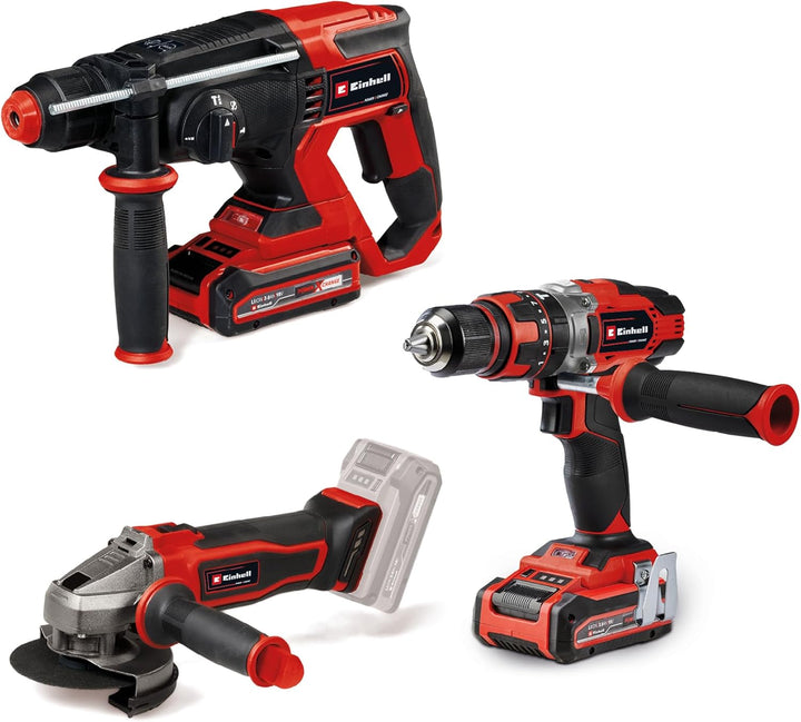 Einhell Power X-Change Akku-Werkzeug-Set (Akku-Winkelschleifer TE-AG 18/115-2 Li, Akku-Schlagbohrsch