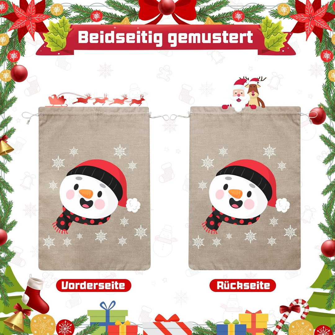 Irich 4 Stück Geschenktüten Weihnachten,Weihnachtsgeschenktüten 35 x 50 cm, Weihnachtsmann-Sack aus
