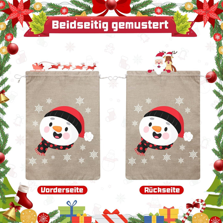 Irich 4 Stück Geschenktüten Weihnachten,Weihnachtsgeschenktüten 35 x 50 cm, Weihnachtsmann-Sack aus