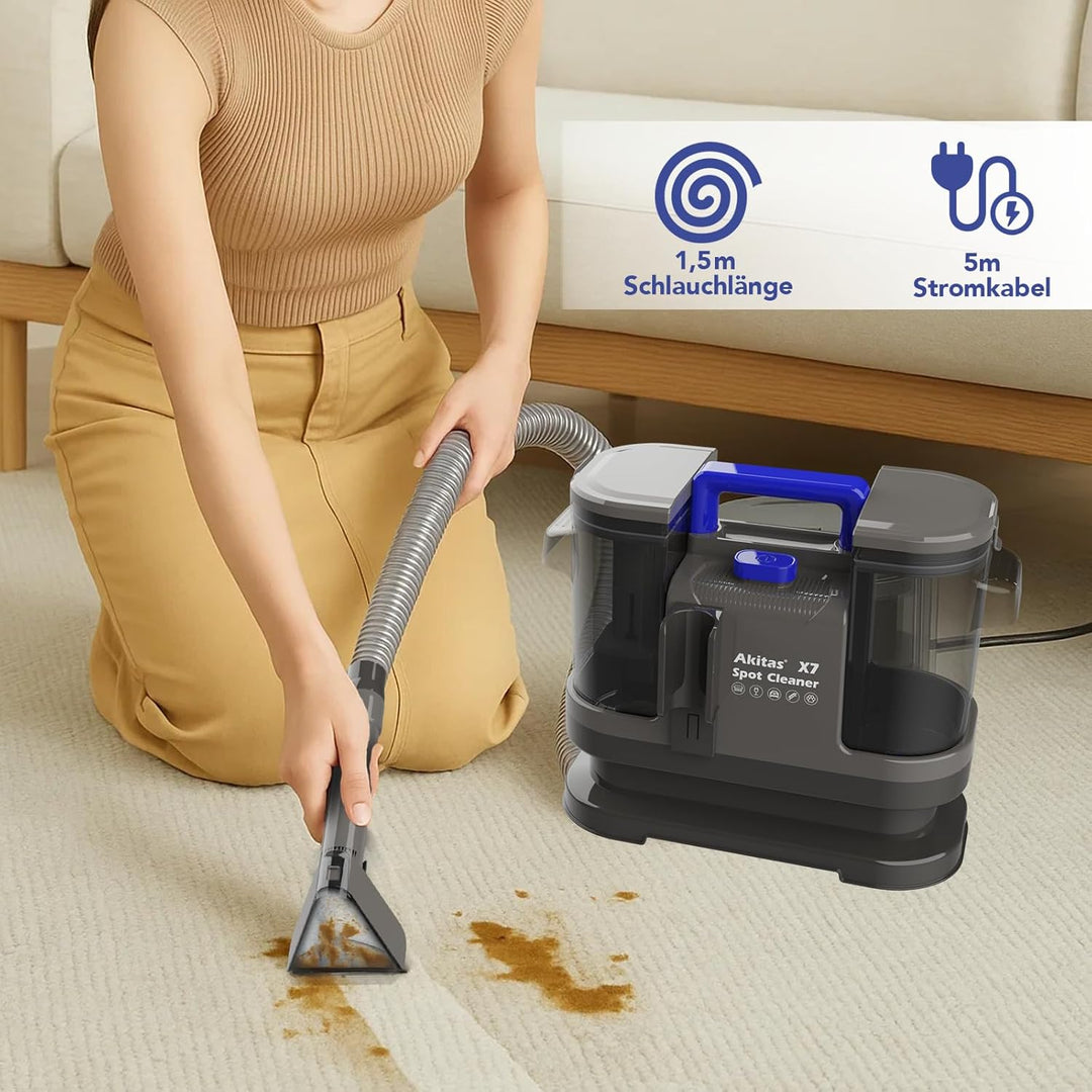 Akitas X7 600W Waschsauger, Polsterreiniger Gerät, 2-Tank Nasssauger, Selbstreinigung, Leicht für Ti