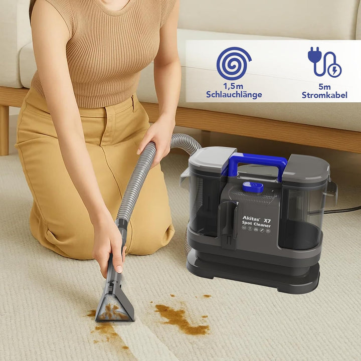 Akitas X7 600W Waschsauger, Polsterreiniger Gerät, 2-Tank Nasssauger, Selbstreinigung, Leicht für Ti