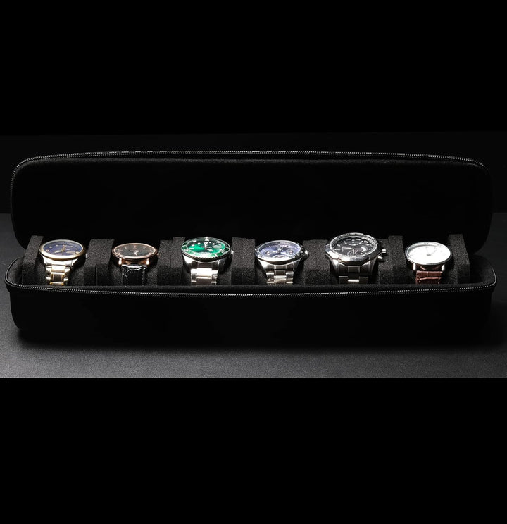 Hartschale, tragbare Uhrenreisetasche, Herren-Uhren-Reise-Organizer (schwarz, 6 Fächer) Schwarz 6 sl