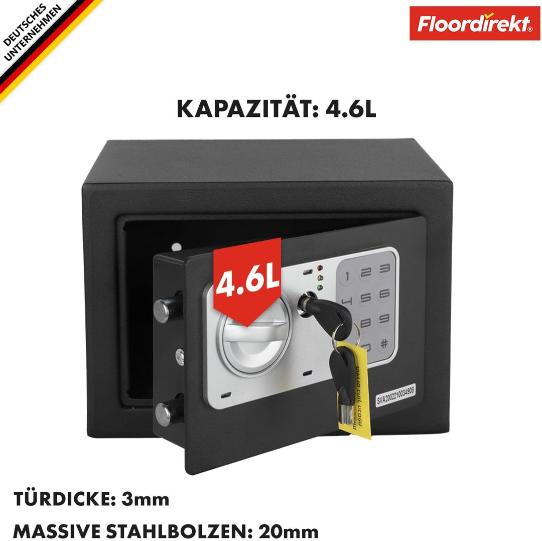 Floordirekt Tresor Cortez Möbeltresor Safe - 17 x 23 x 17 cm, Anthrazit - elektronisches Zahlenschlo