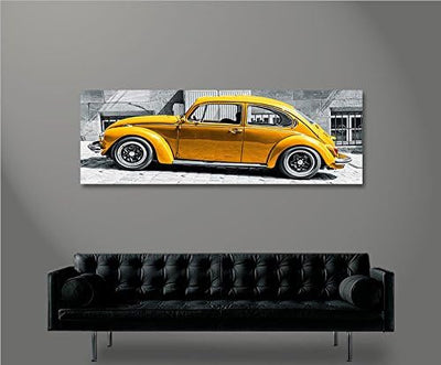 islandburner Bild Bilder auf Leinwand Käfer Kult Auto Beetle Panorama XXL Poster Leinwandbild Wandbi