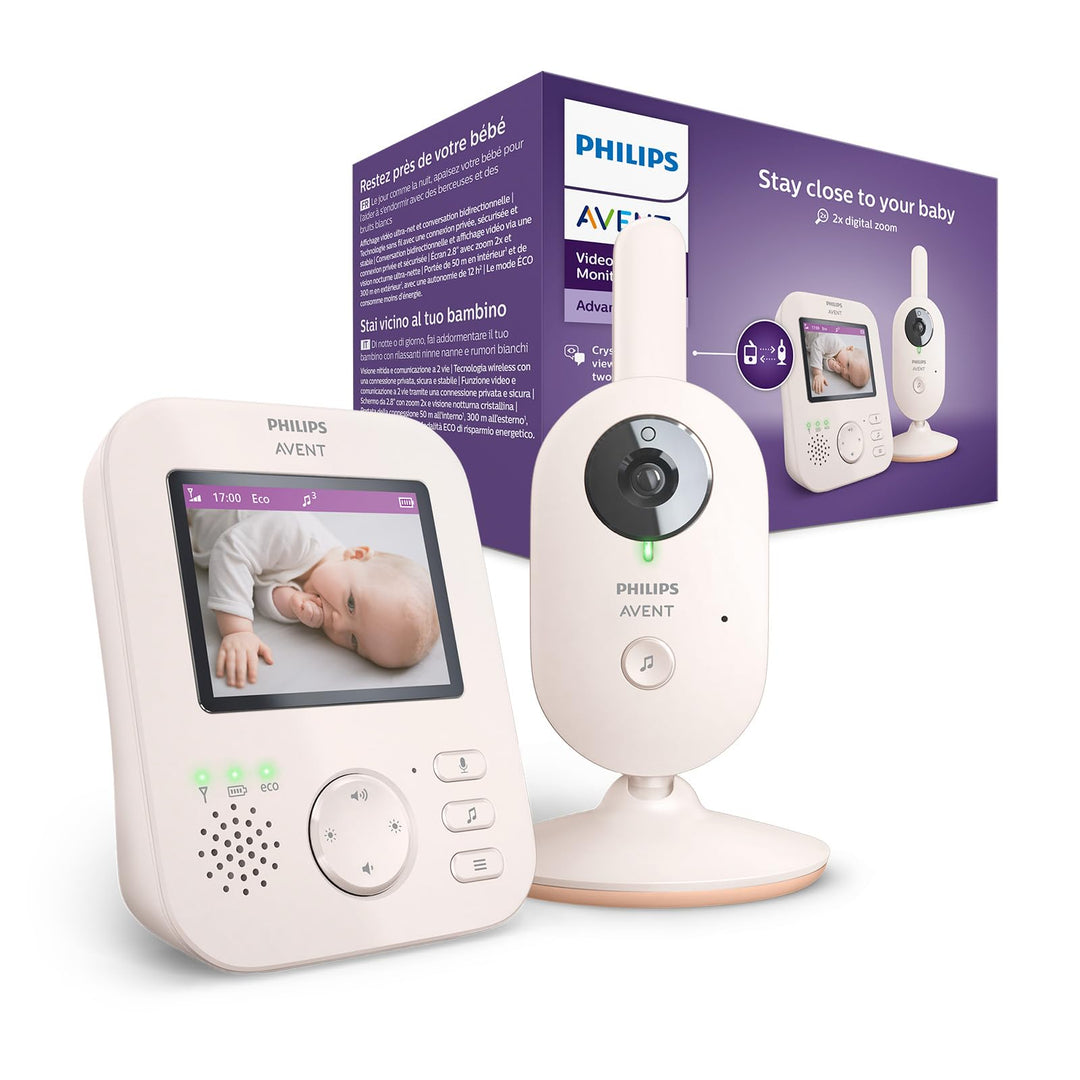 Kindermädchen Video Philips Avent Advanced - Babyphone mit Bild und Ton, Farbe: Coral Cream, 2,8" Di