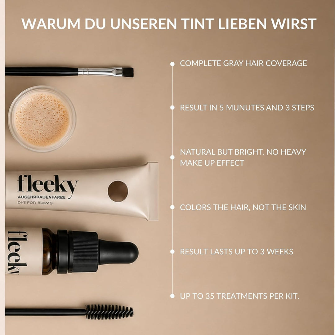 fleeky Tint Kit Brown - DIY Set fürs Färben von Gesichtshärchen wie Augenbrauen, Barthaaren etc. bes