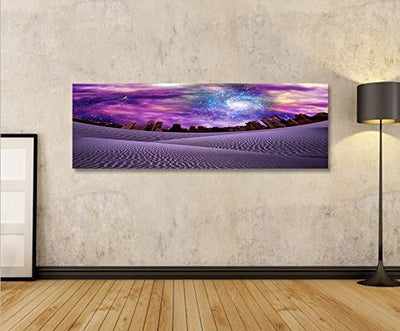 islandburner Bild Bilder auf Leinwand Desert City Sterne Weltall Panorama XXL Poster Leinwandbild Wa