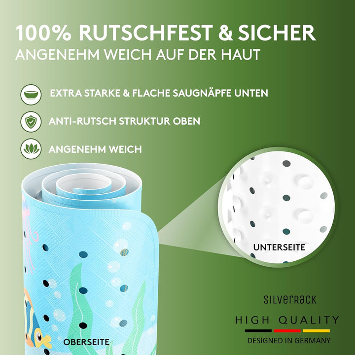 SilverRack Kinder Badewannenmatte 100x40 cm (Wal Motiv) - Antirutschmatte Badewanne BPA frei für Kin