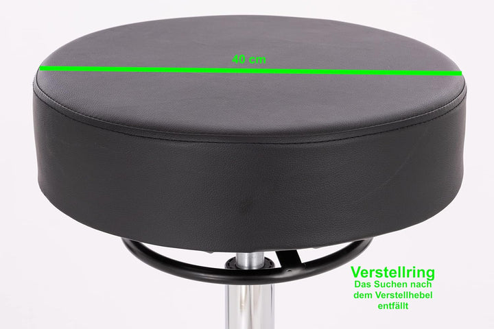 Profi Rollhocker Squash 40 Circle - ca. 57-77 cm Höhe - 40cm Sitzbreite - Drehhocker auf Rollen höhe