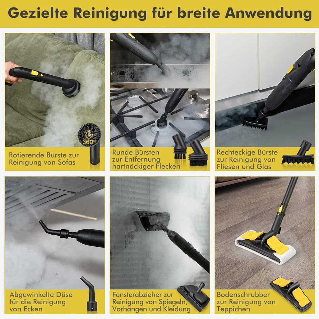 RELAX4LIFE Dampfreiniger, Dampfdruck: 5 bar, Leistung: 2000 W, Flächenleistung: 108 m², Tank: 1,8 L,