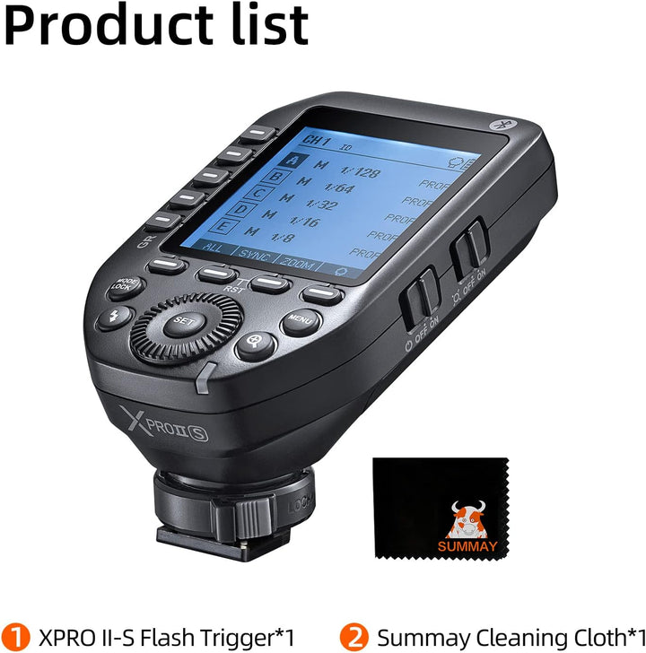 Godox XProII-S TTL Wireless Flash Trigger 1/8000s HSS, TCM Instantaneous Switching, APP Control, 16