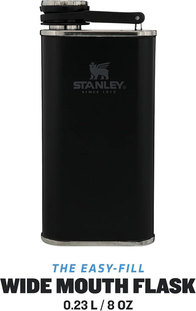 Stanley Classic Wide Mouth Flask 236 ml mit Never-Lose Kappe - Edelstahl Flachmann mit Weiter Öffnun