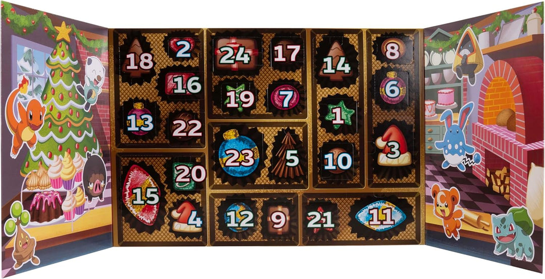 Pokémon PKW4116 - Adventskalender 2025 – Mit 16 exklusiven Battle-Figuren (ca. 5 cm) und 8 festliche