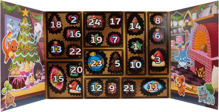 Pokémon PKW4116 - Adventskalender 2025 – Mit 16 exklusiven Battle-Figuren (ca. 5 cm) und 8 festliche