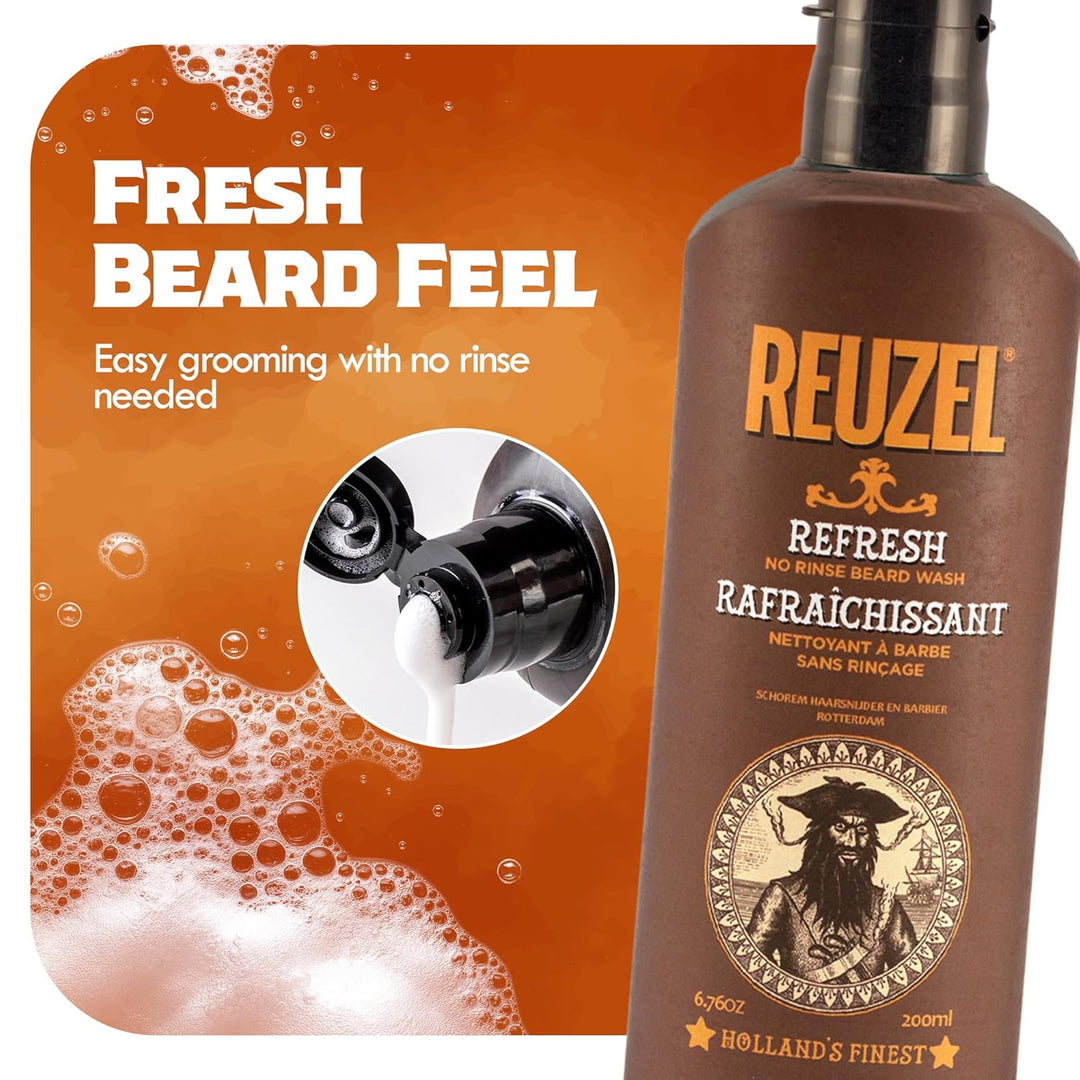 Reuzel Refresh No Rinse Beard Wash, Instantly Freshens Beard, 200 ml