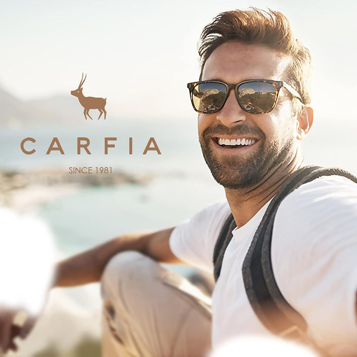 CARFIA Polarisierte Herren Sonnenbrille mit Rechteckig Acetatrahmen, 100% UV-Schutz Sportliche Sonne