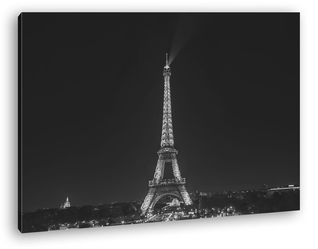 deyoli Eiffelturm in Paris bei Nacht Format: 60x40 Effekt: Schwarz/Weiss als Leinwand, Motiv fertig