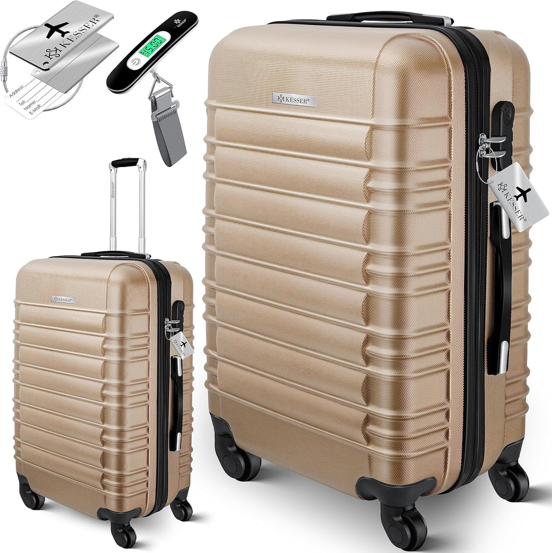 KESSER® Reisekoffer Mittlerer Hartschalen-Koffer Inkl. Kofferwaage + Gepäckanhänger Trolley Gepäck R