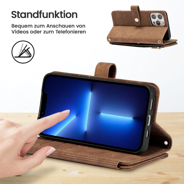 ZCDAYE Hülle für iPhone 14 Pro Max mit Band Handykette, Leder Handyhülle Handytasche mit Kartenfäche