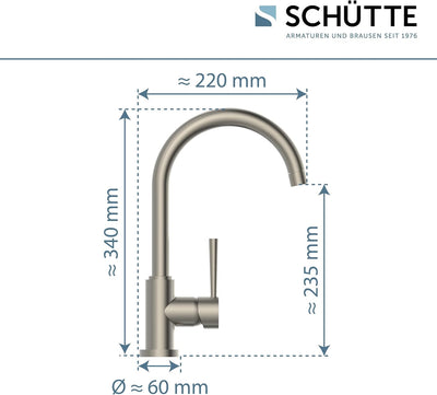 SCHÜTTE 79126 Küchenarmatur CORNWALL, 360 Grad schwenkbarer Wasserhahn Küche, Mischbatterie für die