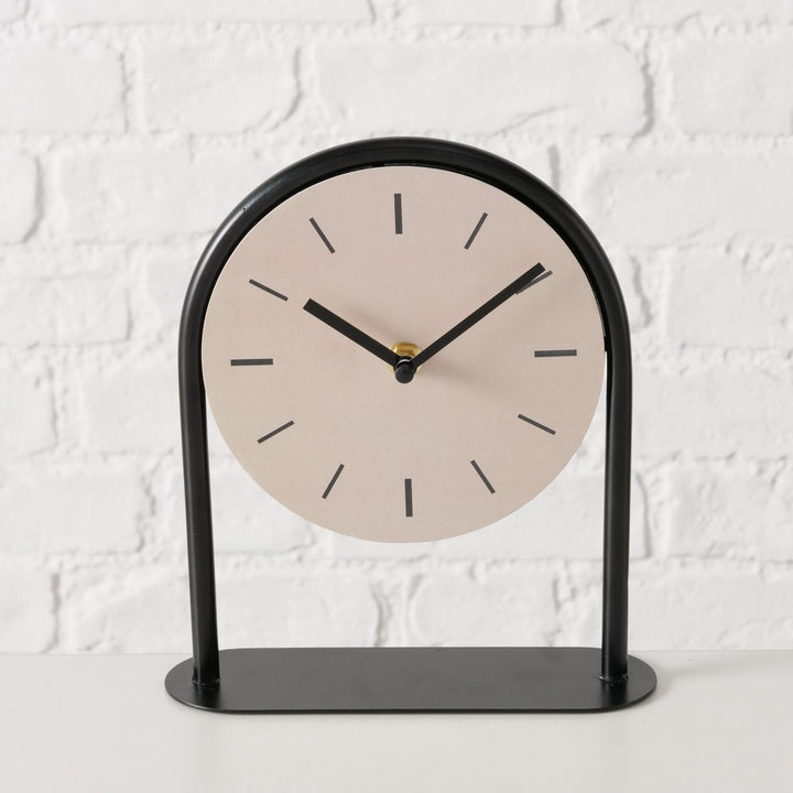 BOLTZE Tischuhr beige/schwarz H22cm aus Eisen