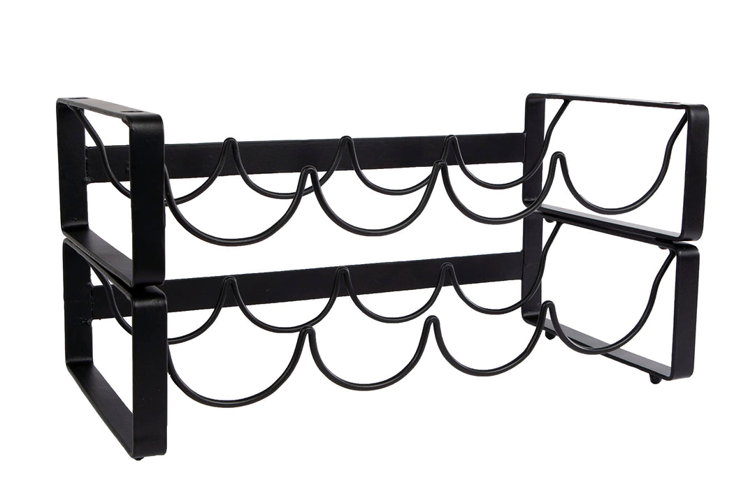 Novaliv Flaschenregal für 8 Flaschen Weinregal stapelbar Metall Schwarz 11x40x20 Weinflaschenregal W