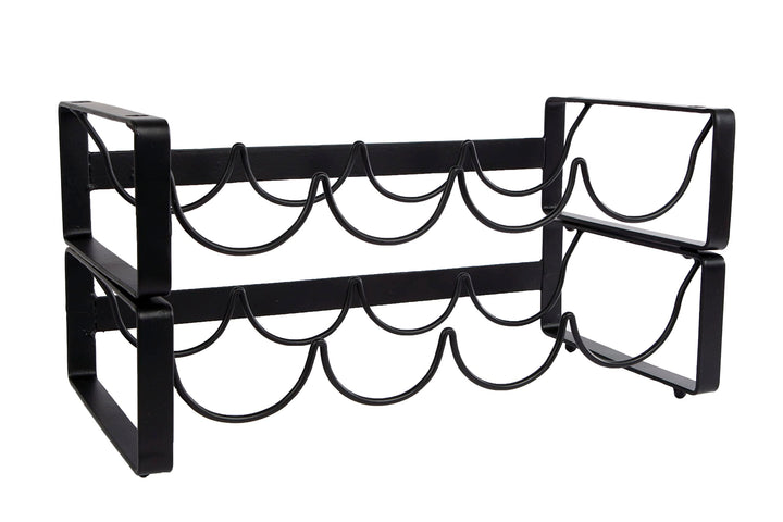 Novaliv Flaschenregal für 8 Flaschen Weinregal stapelbar Metall Schwarz 11x40x20 Weinflaschenregal W