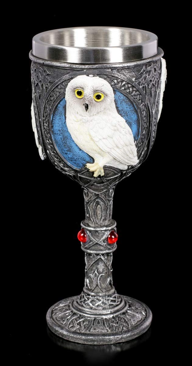 Figuren Shop GmbH Fantasy Trink-Kelch - Nacht Eule | Weinbecher, Deko-Kelch, Deko-Artikel, mit Edels