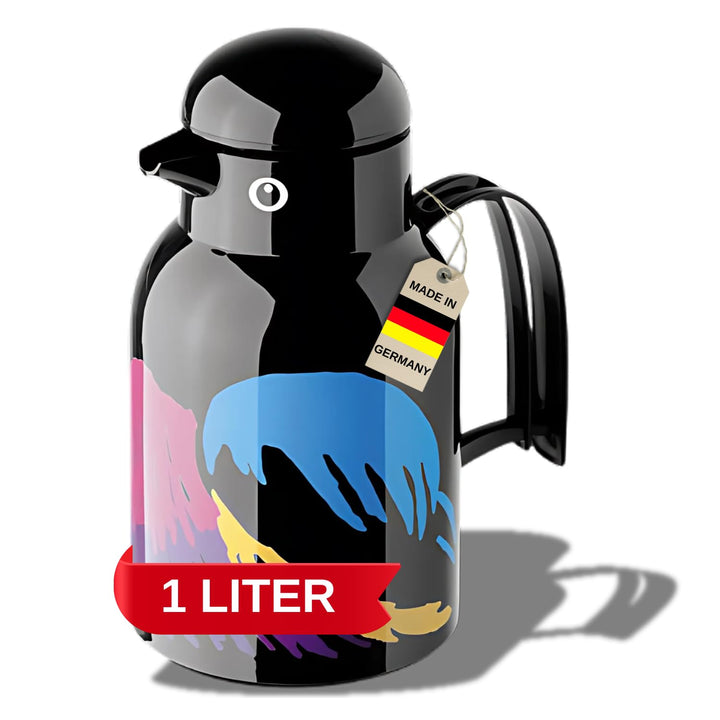 Helios Thermo-Bird Paradiesvogel Kunststoff-Isolierkanne, schwarz, 1 Liter, Schwarz