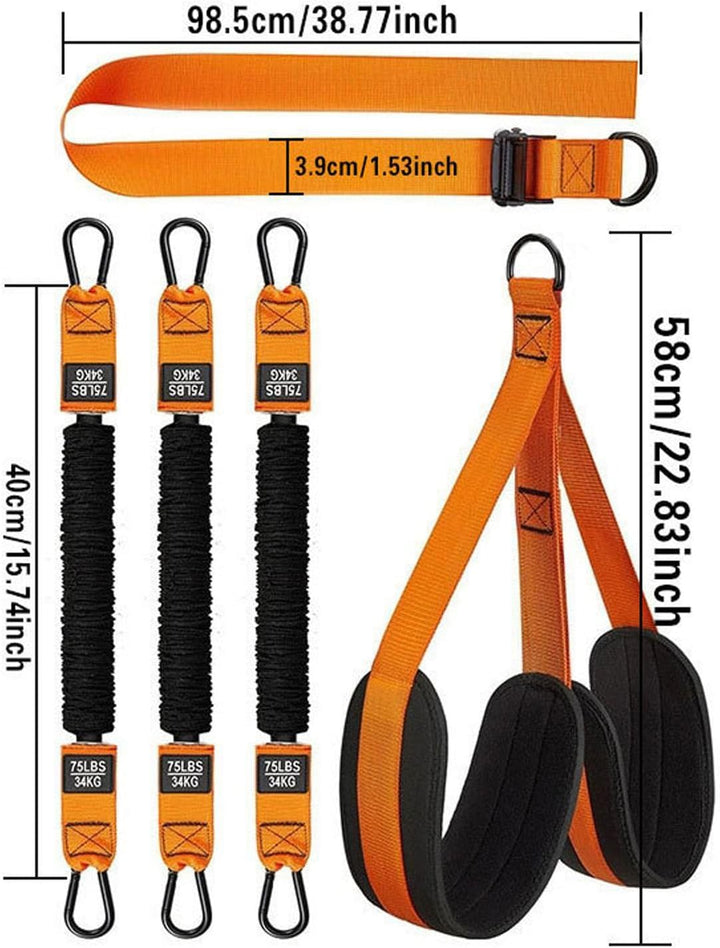 Klimmzugband Set, 4 Widerstandsbänder für Klimmzüge (75-300 lbs) mit Verstellbarer Höhe &amp; Fussstützp