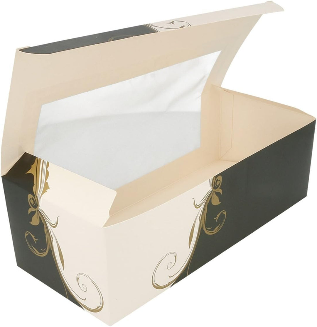 Box Konditorie mit Fenster rechteckig – 50 Stück. 26 x 11 x 8 cm., 26 x 11 x 8 cm