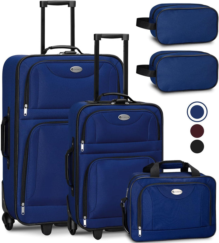 Juskys Trolley Reisekoffer Set 5 teilig - 60 Liter, 2 Rollen, Weichschale, wasserabweisend Stoff, le