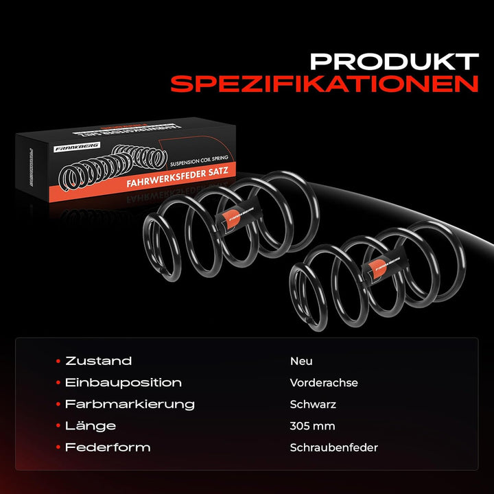 Frankberg 2x Federn Fahrwerksfeder Vorderachse Kompatibel mit Focus II 2.0L Cabriolet 2006-2010 Repl