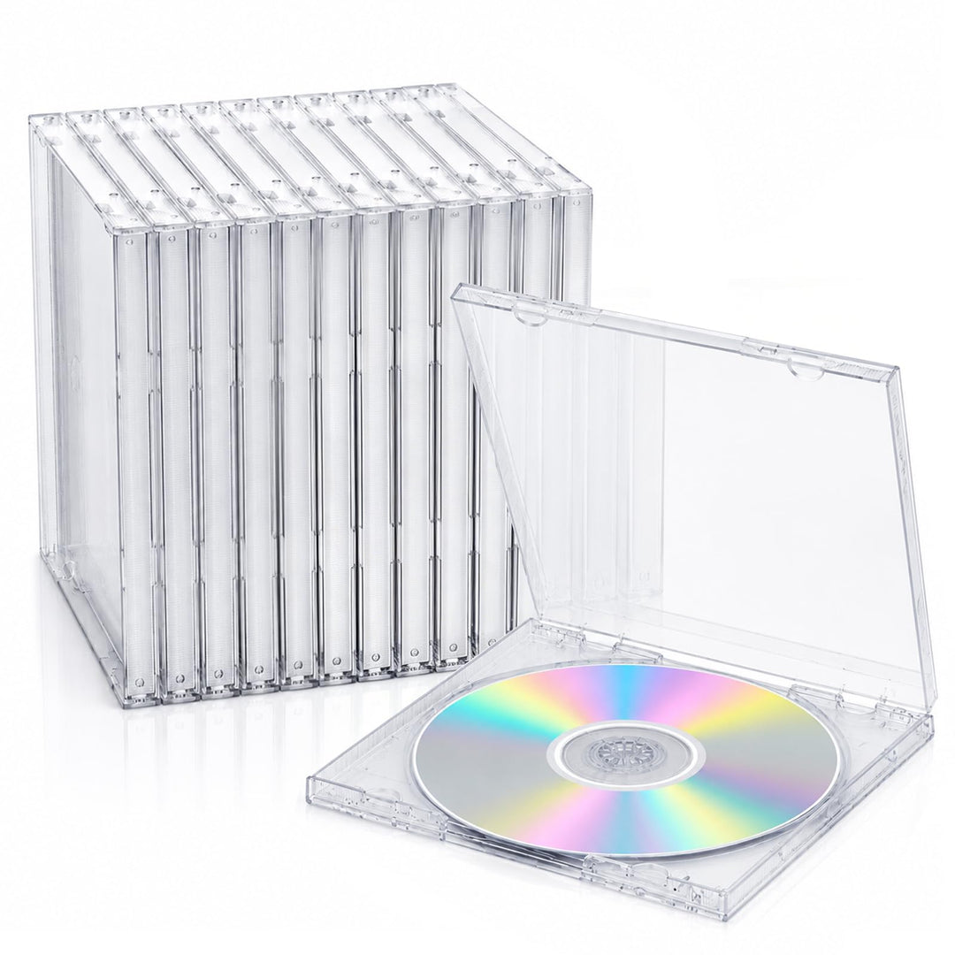 12 Stück CD Hüllen Transparent, DIY CD Leerhüllen Plastik Schmal | Stapelbar DVD Hülle für 12cm, Lee
