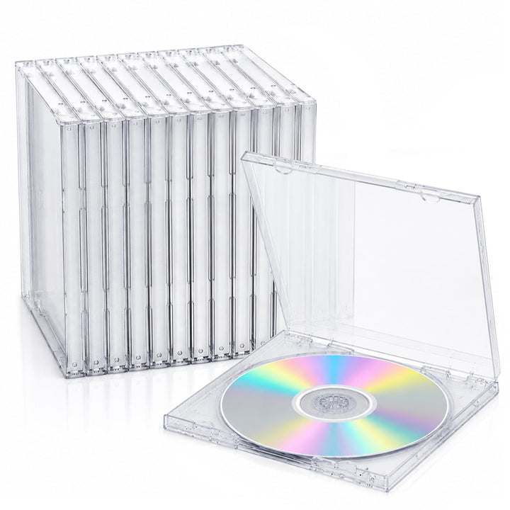 12 Stück CD Hüllen Transparent, DIY CD Leerhüllen Plastik Schmal | Stapelbar DVD Hülle für 12cm, Lee