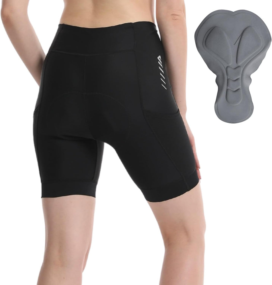 Lo.gas Radlerhose Damen Gepolstert,Fahrradhose Damen Radhose Kurze High Waist Elastische Radshorts A