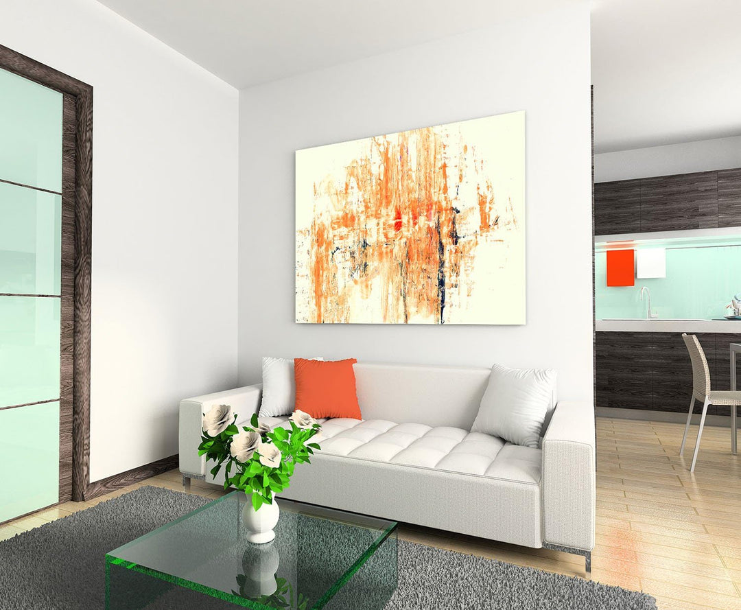 Paul Sinus Art 60x80cm Abstrakt007_Leinwandbild Abstrakte Kunst vanille orange rot schwarz Kunstdruc